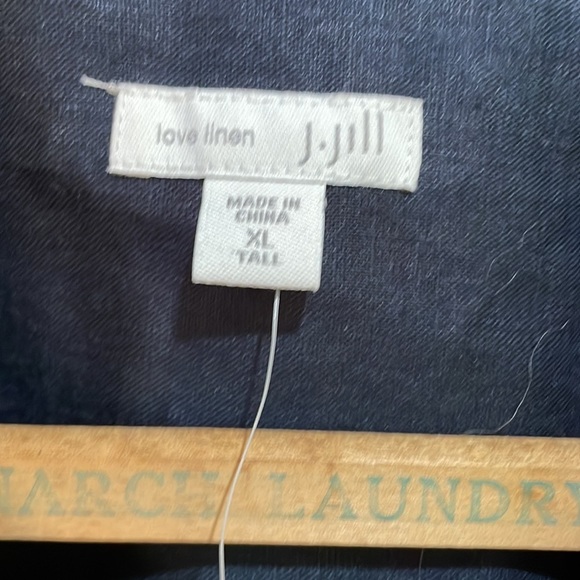 NWT J.Jill || Love Linen Deep Blue Linen Button Down; Size XL Tall - Picture 4 of 11